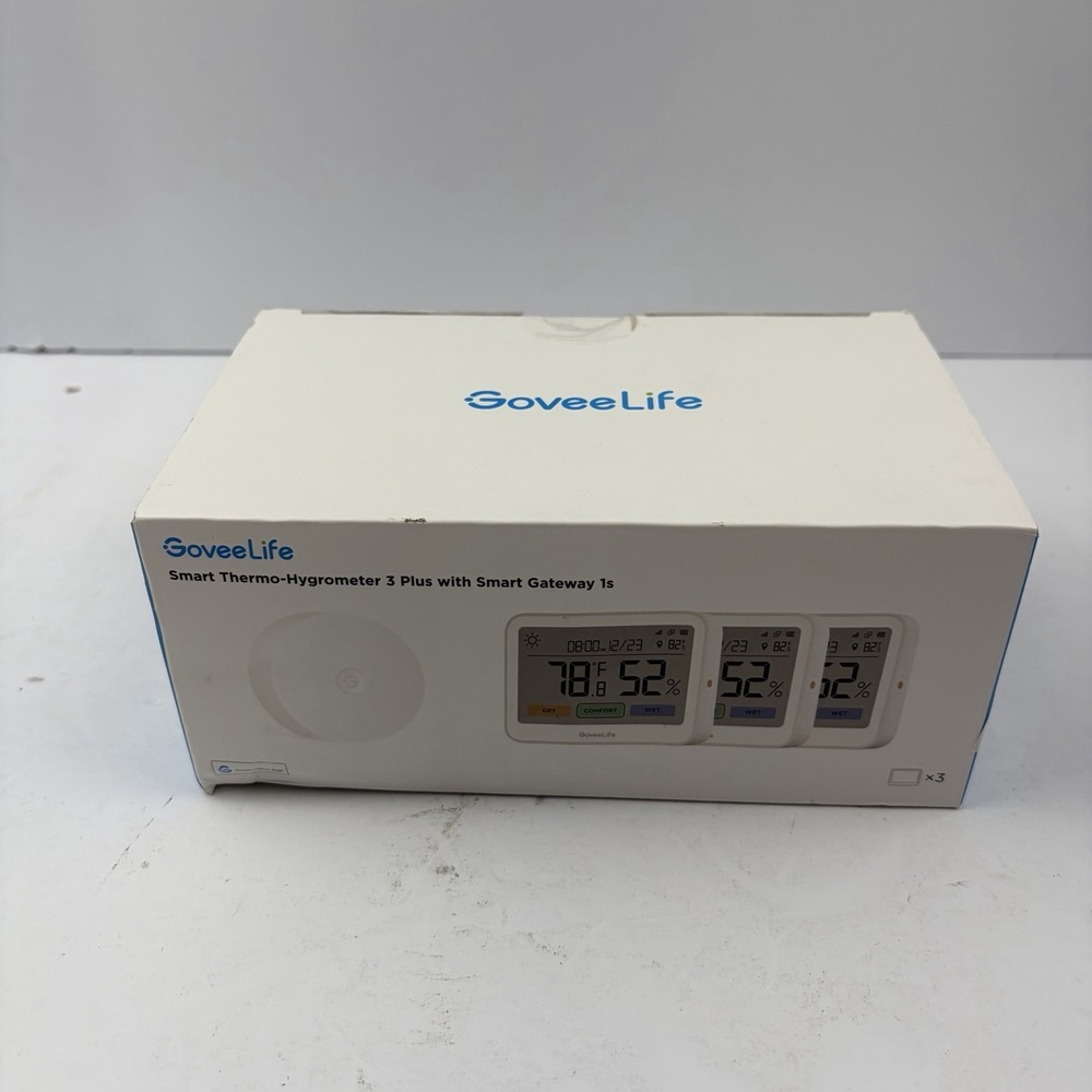 GoveeLife WiFi Thermometer Hygrometer 5-in-1, Large LCD 3-Pack with Gateway